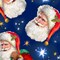 Quilting Treasures Christmas Tossed Santa Heads On Navy Blue 100% Cotton